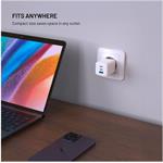 Fixed Mini sieťová GaN nabíjačka s 2xUSB-C a USB výstupom, podpora PD, 65W, biela