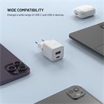 Fixed Mini sieťová GaN nabíjačka s USB-C a USB výstupom a podporou PD, 30W, biela