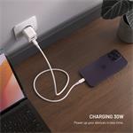 Fixed Mini sieťová GaN nabíjačka s USB-C a USB výstupom a podporou PD, 30W, biela
