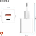 Fixed Mini sieťová GaN nabíjačka s USB-C a USB výstupom a podporou PD, 30W, biela