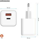 Fixed Mini sieťová GaN nabíjačka s USB-C a USB výstupom a podporou PD, 45W, biela