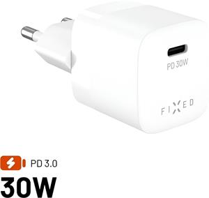 Fixed Mini sieťová GaN nabíjačka s USB-C výstupom a podporou PD, 30W, biela