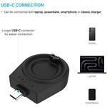 Fixed nabíjací USB-C adaptér pre smartwatch Garmin Fenix 5/6/7/7X/8, Epix, Venu 2/3/3S, Vívoactive 3/4/5, čierny
