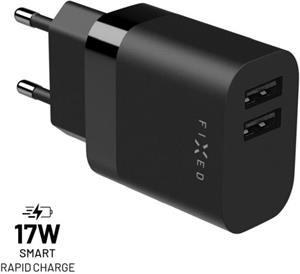 Fixed nabíjačka s 2x USB výstupom, 17 W, Smart Rapid Charge, čierna