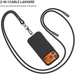 Fixed Neck Cable opletený kábel pre telefóny so zadným krytom s konektormi USB-C/USB-C, 1.6m, PD 60W, 480Mbps, čierny