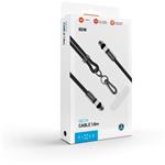 Fixed Neck Cable opletený kábel pre telefóny so zadným krytom s konektormi USB-C/USB-C, 1.6m, PD 60W, 480Mbps, čierny