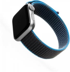 Fixed Nylon Strap nylonový remienok na princípe suchého zipsu pre Apple Watch 38/40/41 mm, šedo-modrý