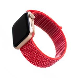 Fixed Nylon Strap Nylonový remienok na princípe suchého zipsu pre Apple Watch 38/40/41 mm, tmavo-rúžový