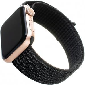 Fixed Nylon Strap Nylonový remienok na princípe suchého zipsu pre Apple Watch 42/44/45/49mm, čierny - reflexný