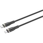 Fixed opletený kábel USB-C na Lightning, PD, 1,2m, MFI, čierny