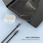 Fixed Power Watch Cable opletený kábel s konektormi USB-C/USB-C a Apple/Samsung Watch nabíjačkou, 1.5m, PD 60W, sivý