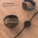 Fixed Power Watch Cable opletený kábel s konektormi USB-C/USB-C a Apple/Samsung Watch nabíjačkou, 1.5m, PD 60W, sivý