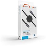 Fixed Power Watch Cable opletený kábel s konektormi USB-C/USB-C a Apple/Samsung Watch nabíjačkou, 1.5m, PD 60W, sivý