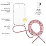 Fixed Pure Neck kryt s ružovou šnúrkou na krk pre Samsung Galaxy S25+