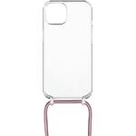 Fixed Pure Neck puzdro s ružovou šnúrkou na krk pre Apple iPhone 14, číre