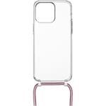 Fixed Pure Neck puzdro s ružovou šnúrkou na krk pre Apple iPhone 15 Pro