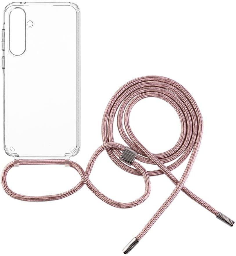 Fixed Pure Neck puzdro s ružovou šnúrkou na krk pre Samsung Galaxy A35 5G