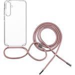 Fixed Pure Neck puzdro s ružovou šnúrkou na krk pre Samsung Galaxy A55 5G