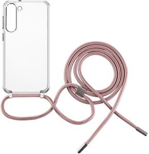 Fixed Pure Neck puzdro s ružovou šnúrkou na krk pre Samsung Galaxy S23+