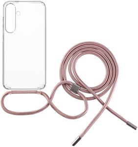 Fixed Pure Neck puzdro s ružovou šnúrkou na krk pre Samsung Galaxy S24+