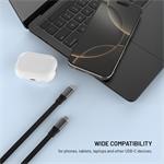 Fixed Retractable Cable navíjací kábel s konektormi USB-C/USB-C, 1m, PD 100W, 480Mbps, sivý