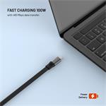 Fixed Retractable Cable navíjací kábel s konektormi USB-C/USB-C, 1m, PD 100W, 480Mbps, sivý