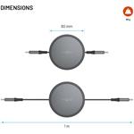 Fixed Retractable Cable navíjací kábel s konektormi USB-C/USB-C, 1m, PD 100W, 480Mbps, sivý