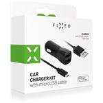 Fixed set autonabíjačky s 2x USB výstupom a microUSB kablom, 1m, 15W Smart Rapid Charge, čierna