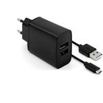 Fixed Set nabíjačky s 2x USB výstupom a USB/micro USB kablom, 1m, 15W Smart Rapid Charge, čierna