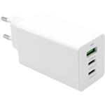 Fixed sieťová GaN nabíjačka s 2xUSB-C a USB výstupom, podpora PD, 65W, biela