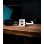 Fixed sieťová GaN nabíjačka s 2xUSB-C a USB výstupom, podpora PD, 65W, biela