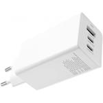 Fixed sieťová GaN nabíjačka s 2xUSB-C a USB výstupom, podpora PD, 65W, biela