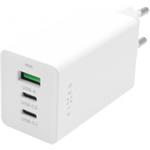 Fixed sieťová GaN nabíjačka s 2xUSB-C a USB výstupom, podpora PD, 65W, biela