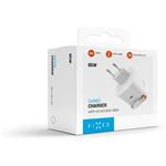 Fixed sieťová GaN nabíjačka s 2xUSB-C, podpora PD 3.0, so samonavíjacím káblom, 65W, biela