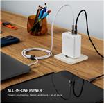 Fixed sieťová GaN nabíjačka s 3x USB-C a USB výstupom, podpora PD 3.0, 120W, biela