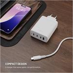 Fixed sieťová GaN nabíjačka s 3x USB-C a USB výstupom, podpora PD 3.0, 120W, biela