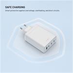 Fixed sieťová GaN nabíjačka s 3x USB-C a USB výstupom, podpora PD 3.0, 120W, biela