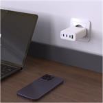 Fixed sieťová GaN nabíjačka s 3x USB-C a USB výstupom, podpora PD 3.0, 120W, biela