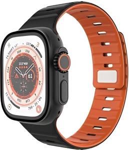Fixed Silicone Magnetic Strap magnetický remienok pre Apple Watch 44/45/46/49mm, čierny