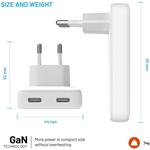 Fixed Slim sieťová GaN nabíjačka s 2x USB-C výstupom a podporou PowerDelivery, 45W, biela