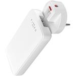Fixed Slim Traveller sieťová GaN nabíjačka s 2x USB-C výstupom s vymeniteľnými adaptérmi, 45W, biela