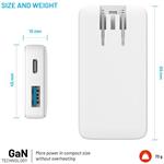 Fixed Slim Traveller sieťová GaN nabíjačka s USB-C a USB výstupom s vymeniteľnými adaptérmi, 65W, biela