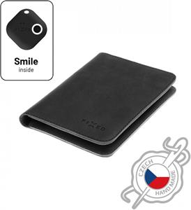Fixed Smile Passport kožená peňaženka so smart trackerom Fixed Smile PRO, veľkosť cestovného pasu, čierna