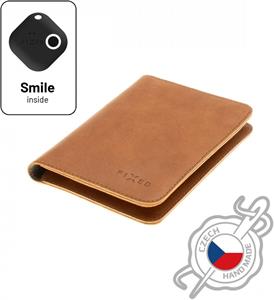 Fixed Smile Passport kožená peňaženka so smart trackerom Fixed Smile PRO, veľkosť cestovného pasu, hnedá