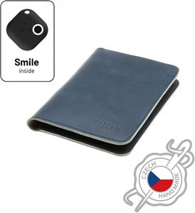 Fixed Smile Passport kožená peňaženka so smart trackerom Fixed Smile PRO, veľkosť cestovného pasu, modrá