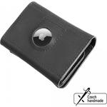 Fixed Tripple Wallet kožená peňaženka pre AirTag z pravej kože, čierna
