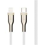 Fixed USB-C/Lightning nabíjací a dátový opletený kábel, PD, 1,2 m, MFI, biely