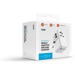 Fixed Voyager 120W cestovný adaptér pre EU, UK a USA/AUS, s 3x USB-C a 1x USB výstupom, GaN, PowerDelivery, biely, (rozb