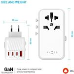 Fixed Voyager 120W cestovný adaptér pre EU, UK a USA/AUS, s 3x USB-C a 1x USB výstupom, GaN, PowerDelivery, biely, (rozb