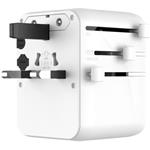 Fixed Voyager 70W cestovný adaptér pre EU, UK a USA/AUS, s 3xUSB-C a 2xUSB výstupom, GaN, PD 70W, biely